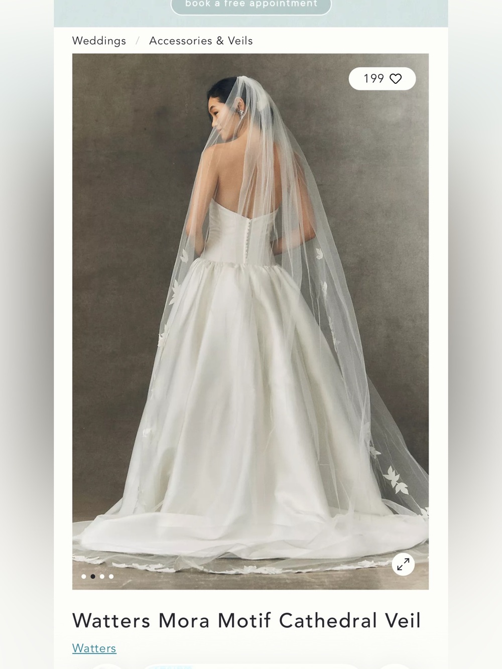 NWT Watters Mora Motif Cathedral Veil